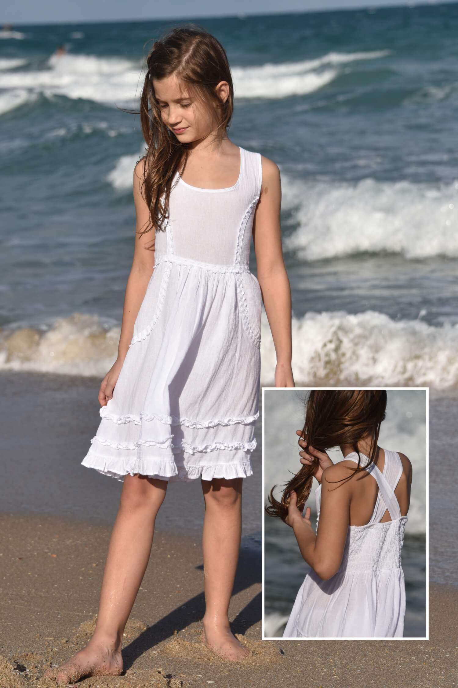 Girl's Rimini Dress - Cotton Natural