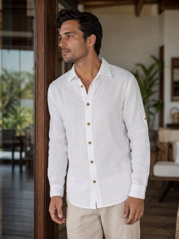 Man in white button down long sleeve shirt
