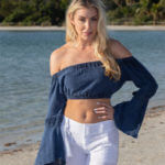 Flare Midnight Blue Off-Shoulder Top