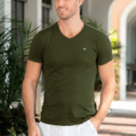 Army Green V-Neck T-Shirt