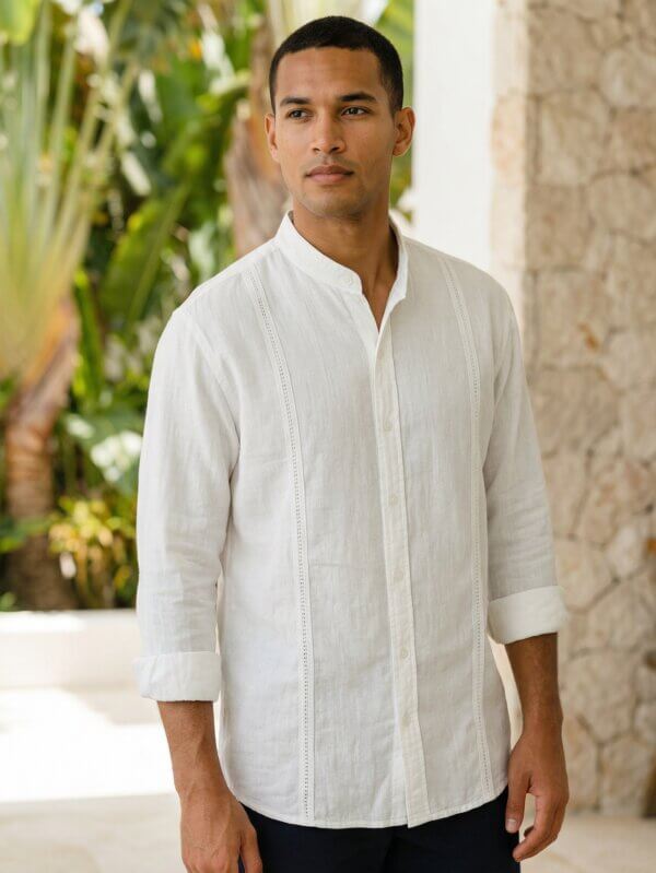 Man in white long sleeve button down